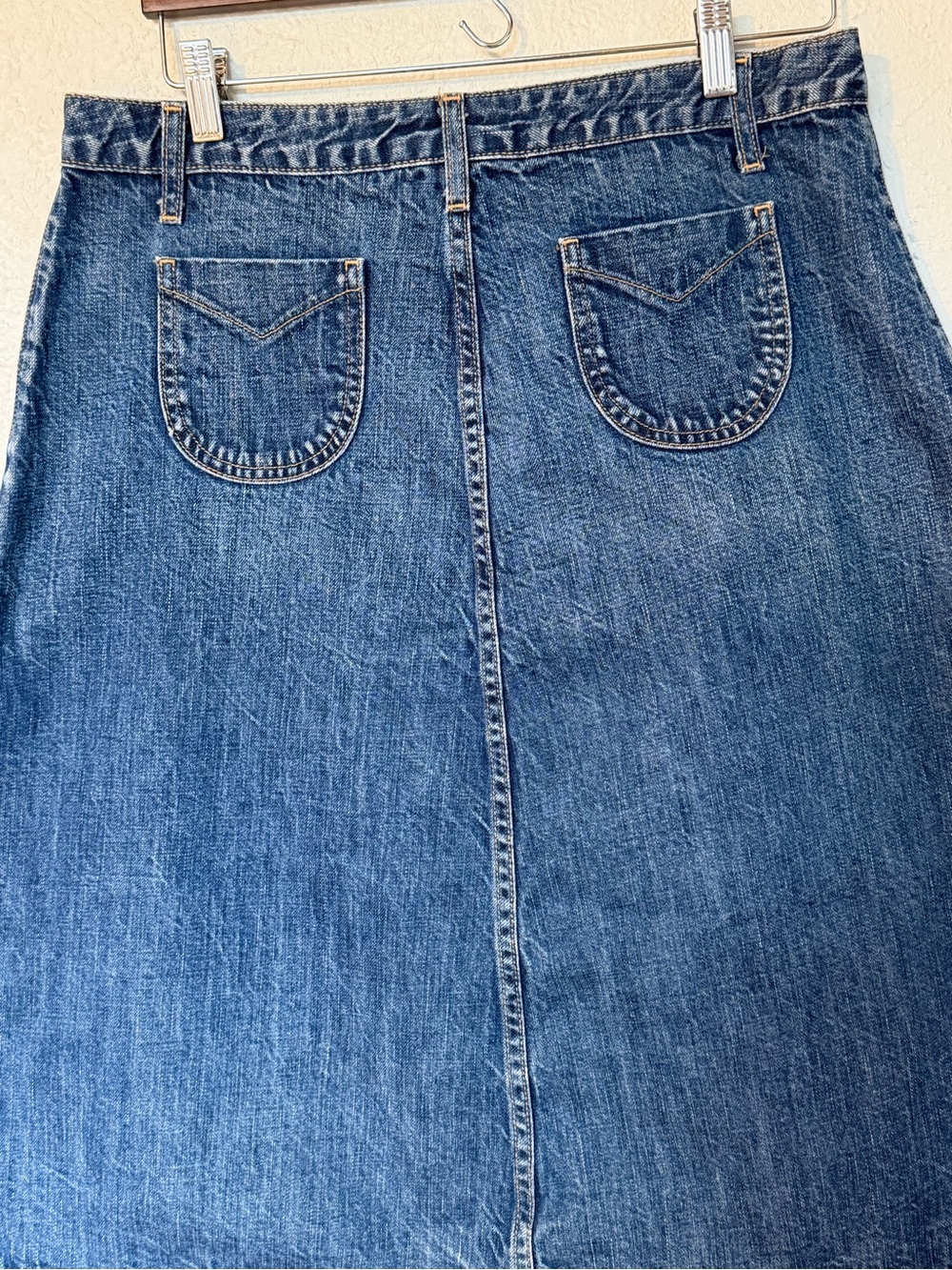 Vintage Gap 1969 Y2K Midi Length Cotton A-Line Denim Jean Skirt Sz 8 - Picture 10 of 14